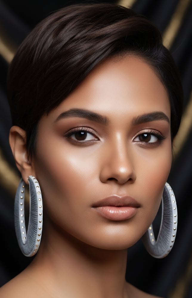 Image of Gray Gold Sweater Hoop Earrings