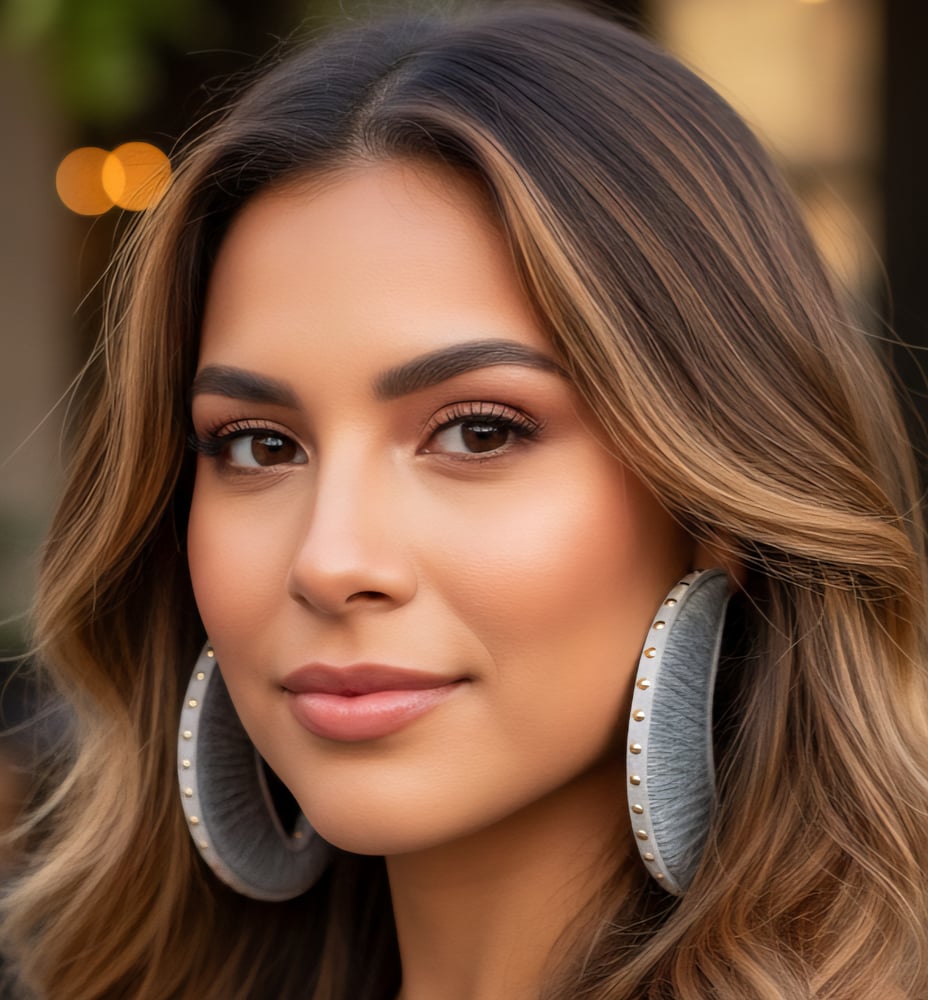 Image of Gray Gold Sweater Hoop Earrings