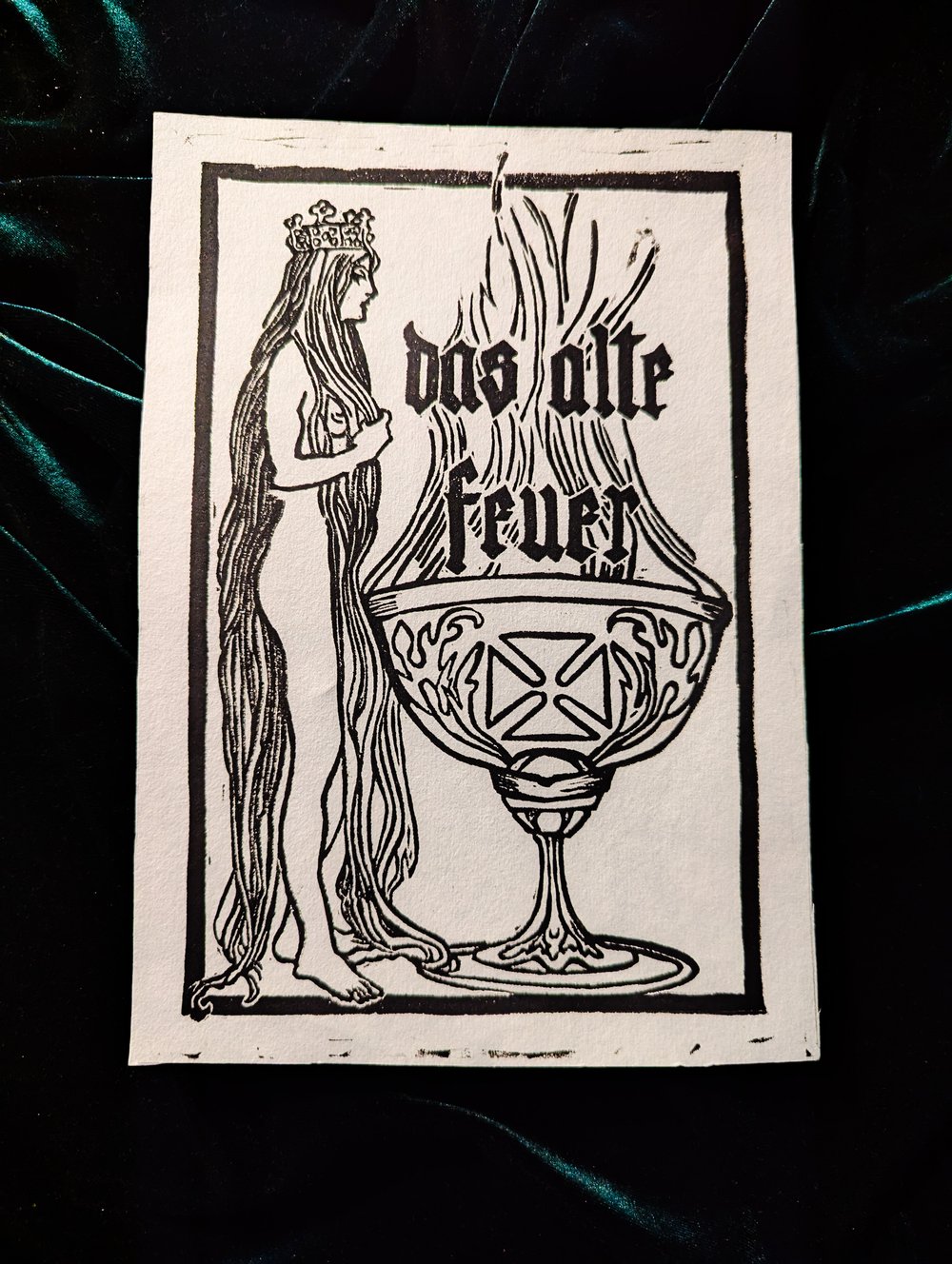 Das Alte Feuer Linocut Print