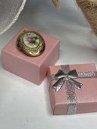 Image 1 of Antique-Rose Locket, Victorian Inspired Brass Oval | German Glass Finding | 18x25 