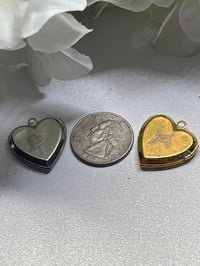 Image 3 of Vintage Boho Heart Lockets | GrandmaCore, Cottage Core | Set of 2 | Clover, Florals