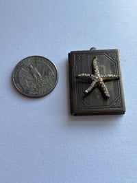 Image 3 of Vintage Starfish Book Locket |Brass, Engraved "Memories" on the Back | Romantic Keepsake | Beach