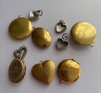 Image 3 of Lot of 6 Lockets &amp; 4 Heart Charms | Oval, Heart, Round, Flowers, Cabochons, Dried Flowers  