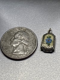 Image 3 of Vintage Miniature Guilloche Locket | Forget-Me-Not Blue Flowers | Dainty, Victorian