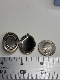 Image 5 of Vintage Brass Floral Locket | Czech Peridot AB Glass Cabochon| Antique Style Jewelry