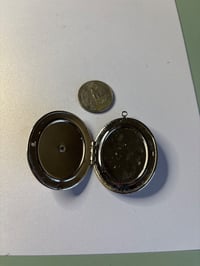 Image 4 of Vintage Filigree Oval Photo Locket | Silver Rhinestone Accent | Romantic Keepsake