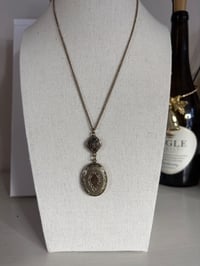 Image 5 of Vintage Oval Goldtone Photo Locket | Filagree Accent | 18x25, 16" chain 