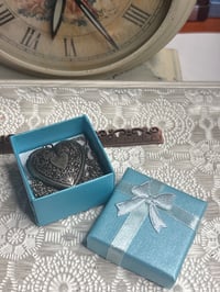 Image 1 of Heart Shaped Silver Locket with Intricate Design 