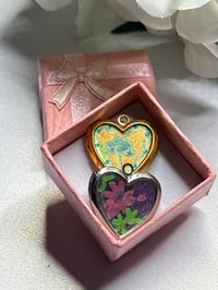 Image 5 of Vintage Boho Heart Lockets | GrandmaCore, Cottage Core | Set of 2 | Clover, Florals