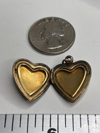 Image 5 of Vintage Heart Locket — 1/20 10K Gold Filled Over Silver, Engraved Bow Detail, Heirloom Keepsake