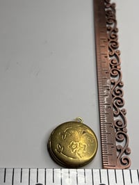 Image 1 of Mini Doll Locket: Vintage Floral Design Bronze/Gold Color Circle