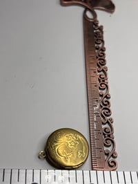 Image 2 of Mini Doll Locket: Vintage Floral Design Bronze/Gold Color Circle