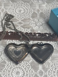 Image 3 of Heart Shaped Silver Locket with Intricate Design 