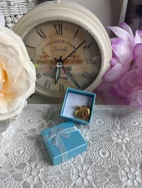 Image 2 of Gold Tone Heart Locket Necklace With Floral Engraving & Chain In Gift Box