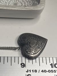 Image 4 of Heart Shaped Silver Locket with Intricate Design 