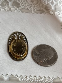 Image 1 of Vintage Gold & Brass Oval Locket Pendant With Filigree Deer Design In Gift Box