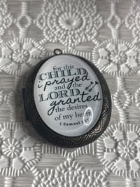 Image 1 of Vintage Religious Pendant Locket For This Child Prayed 1 Samuel 1:27 Inspirational Keepsake