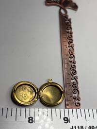 Image 4 of Mini Doll Locket: Vintage Floral Design Bronze/Gold Color Circle