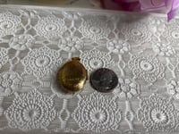 Image 3 of Precious Moments: Gold-Plated Oval Locket Painted Angel Cloud Halo Prayer