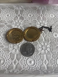 Image 3 of Memory Locket: Vintage Gold-Tone Perfume Zodiac Star Charm & Chain Photo Prayer