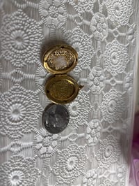 Image 4 of Precious Moments: Gold-Plated Oval Locket Painted Angel Cloud Halo Prayer