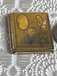 Image 5 of Antique Gold-Tone Book Locket with Floral Etching — Timeworn Patina & Vintage Charm