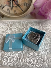 Image 1 of Romantic Photo Keepsake: Memory Locket Heart Shaped Intricate Engraving 