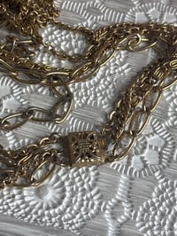 Image 3 of Photo Keepsake: Vintage Gold-Tone Multi-Strand Necklace  Engraved Locket Pendant