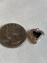 Image 2 of Vintage Heart-Shaped Silver Mini Locket Charm Pendant