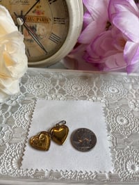 Image 4 of Photo Locket: Vintage Gold-Tone Heart  Engraved Floral Design
