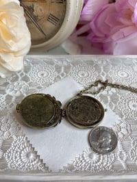 Image 3 of Photo Locket: Vintage Pressed Yellow Daisy Bronze Necklace Botanical Jewelry