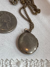 Image 4 of Photo Locket: Vintage Brass Oval Floral Keepsake Engraved Flower Design 