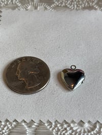 Image 3 of Vintage Heart-Shaped Silver Mini Locket Charm Pendant
