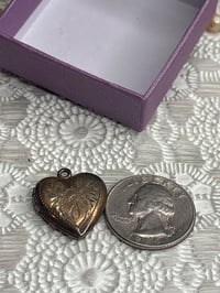 Image 1 of 12K GF Sterling Vintage Heart-Shaped Locket Engraved KJ & I Love You