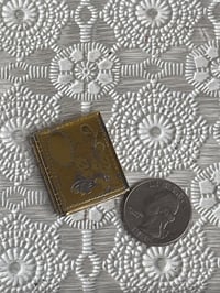 Image 7 of Antique Gold-Tone Book Locket with Floral Etching — Timeworn Patina & Vintage Charm