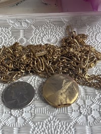Image 5 of Photo Keepsake: Vintage Gold-Tone Multi-Strand Necklace  Engraved Locket Pendant