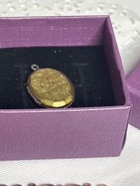 Image 1 of Small Vintage Brass Oval Brushed Pattern Locket Pendant In Gift Box