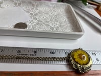 Image 5 of Photo Locket: Vintage Pressed Yellow Daisy Bronze Necklace Botanical Jewelry