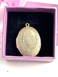 Image 1 of Vintage Oval Brass Locket Pendant With Intricate Design