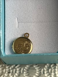 Image 5 of Vintage Miniature Gold-Tone Locket Pendant With Intricate Design Dainty Doll