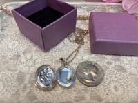 Image 3 of Vintage Rhinestone Bow Locket, Reimagined Silver Keepsake Necklace