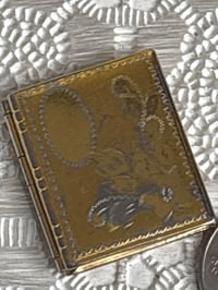 Image 8 of Antique Gold-Tone Book Locket with Floral Etching — Timeworn Patina & Vintage Charm
