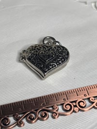 Image 2 of Heart-Shaped Silver-Tone Locket Pendant Necklace Jewelry Gift