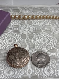 Image 3 of Antique Brass Locket • Keepsake Photo Pendant • Vintage Gift for Her • Romantic Jewelry