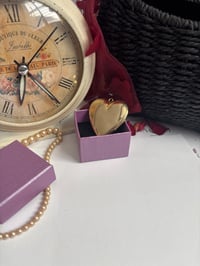 Image 2 of Gold-Tone Heart Locket Pendant Necklace With Gift Box & Decorative Design