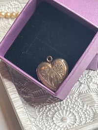 Image 6 of 12K GF Sterling Vintage Heart-Shaped Locket Engraved KJ & I Love You