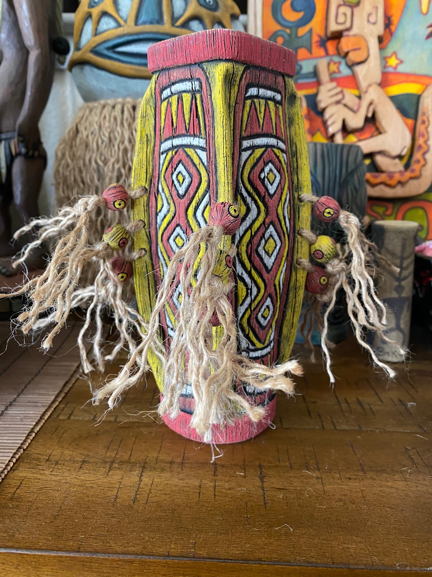 Image of 4 Sided Yellow and Red PNG Shield Mug - “PNG P.O.P.” - US Shipping Included 