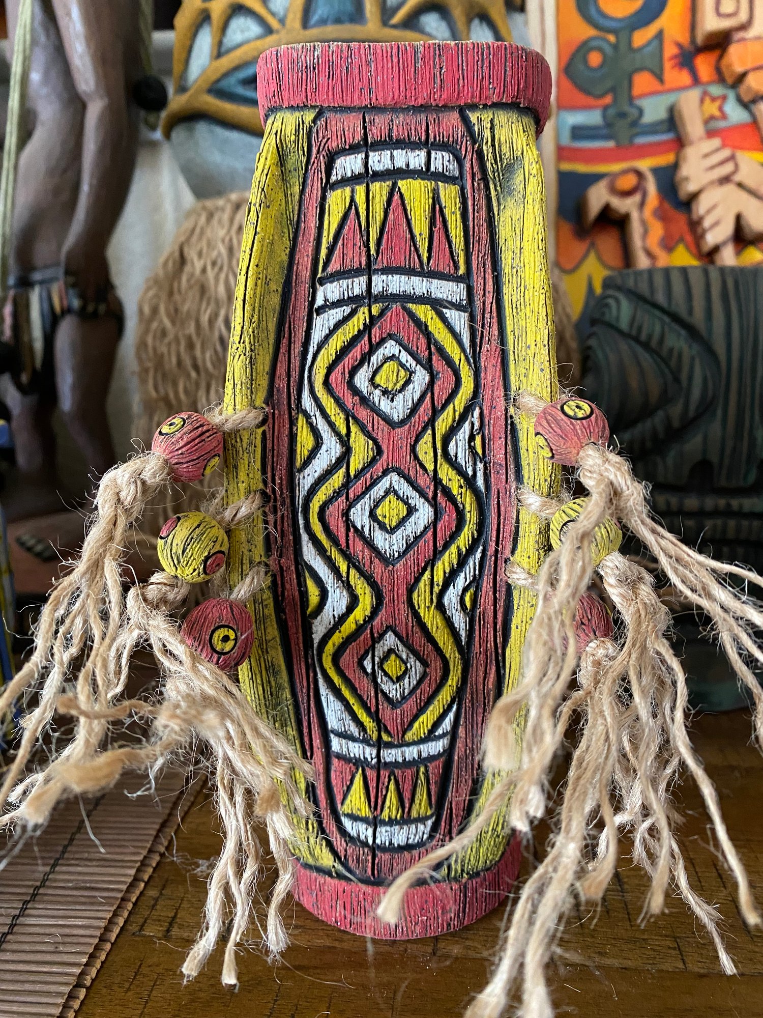 Image of 4 Sided Yellow and Red PNG Shield Mug - “PNG P.O.P.” - US Shipping Included 