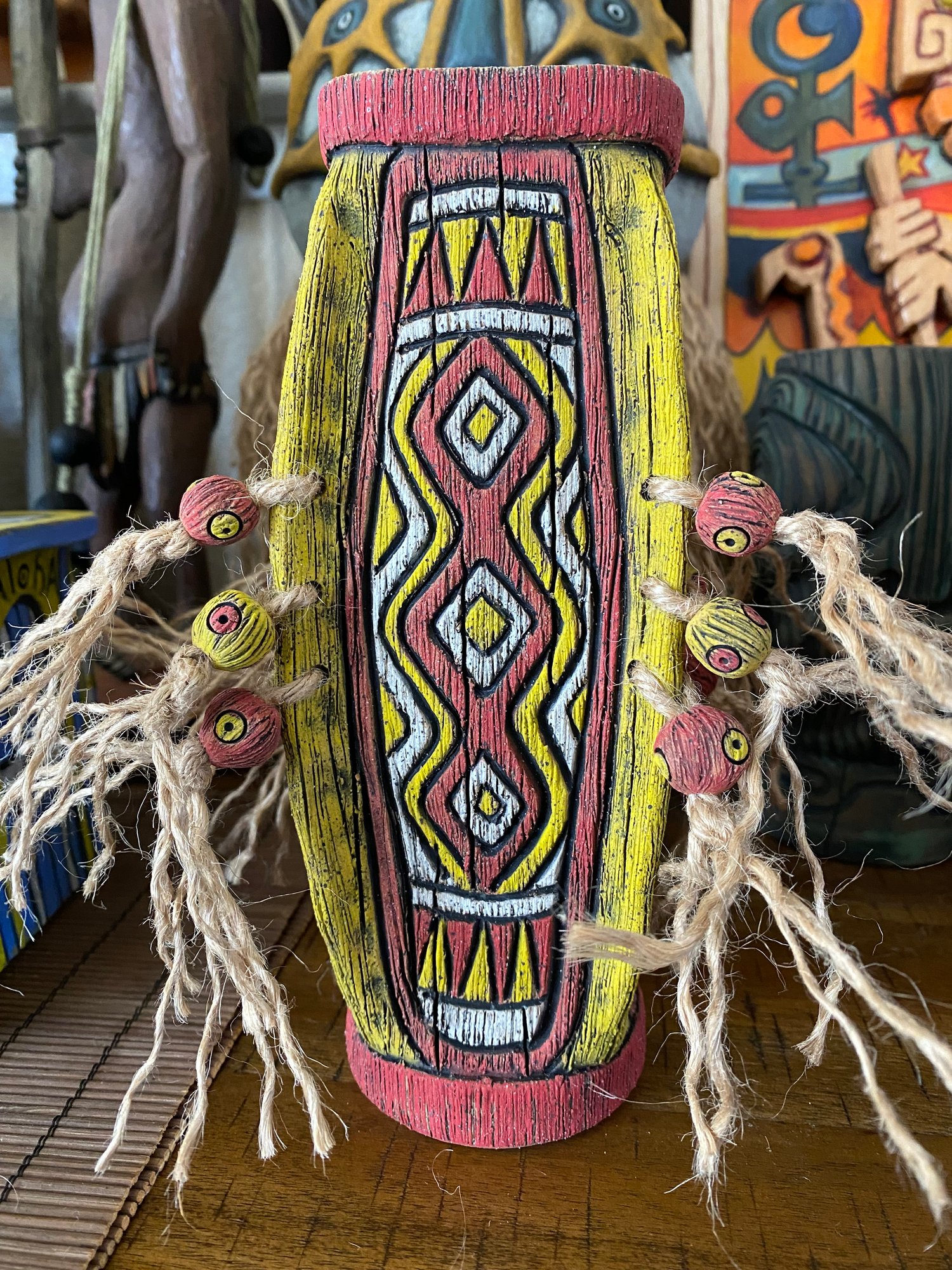 Image of 4 Sided Yellow and Red PNG Shield Mug - “PNG P.O.P.” - US Shipping Included 