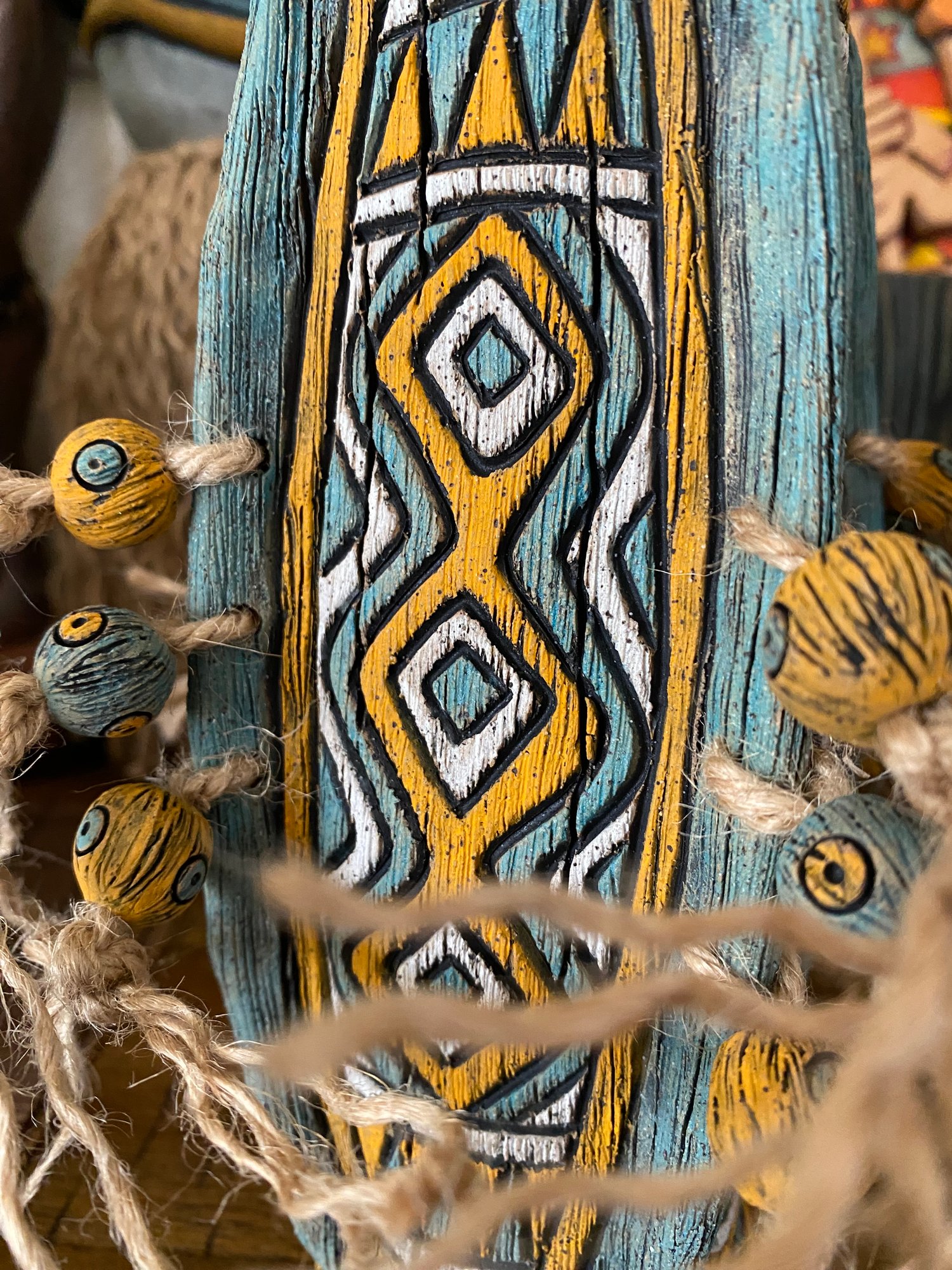 Image of 4 Sided Turquoise/Orange/White PNG Shield Mug - “PNG P.O.P.” - US Shipping Included 